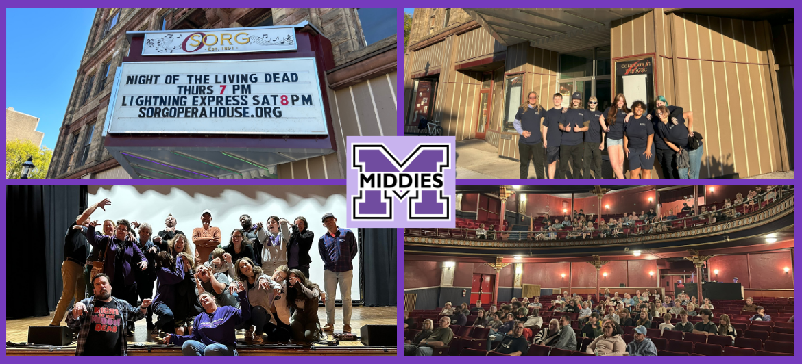 4 photos showing the premiere of Night of the Living Dead at the Sorg Theater